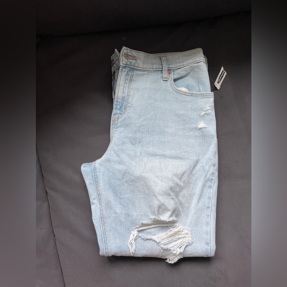 NWT Old Navy Mid-Rise Slouchy Tapered Cropped Ripped Non-Stretch jeans 14P